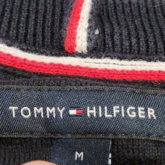 Tommy Hilfiger Mens M Medium H Spell Out Logo Embroidered Crewneck Sweater Knit - Picture 4 of 10